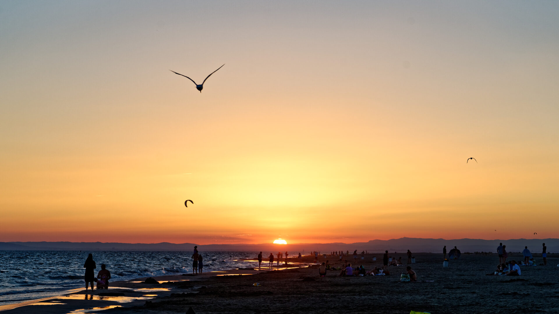 Coucher de soleil plage de l'espiguette